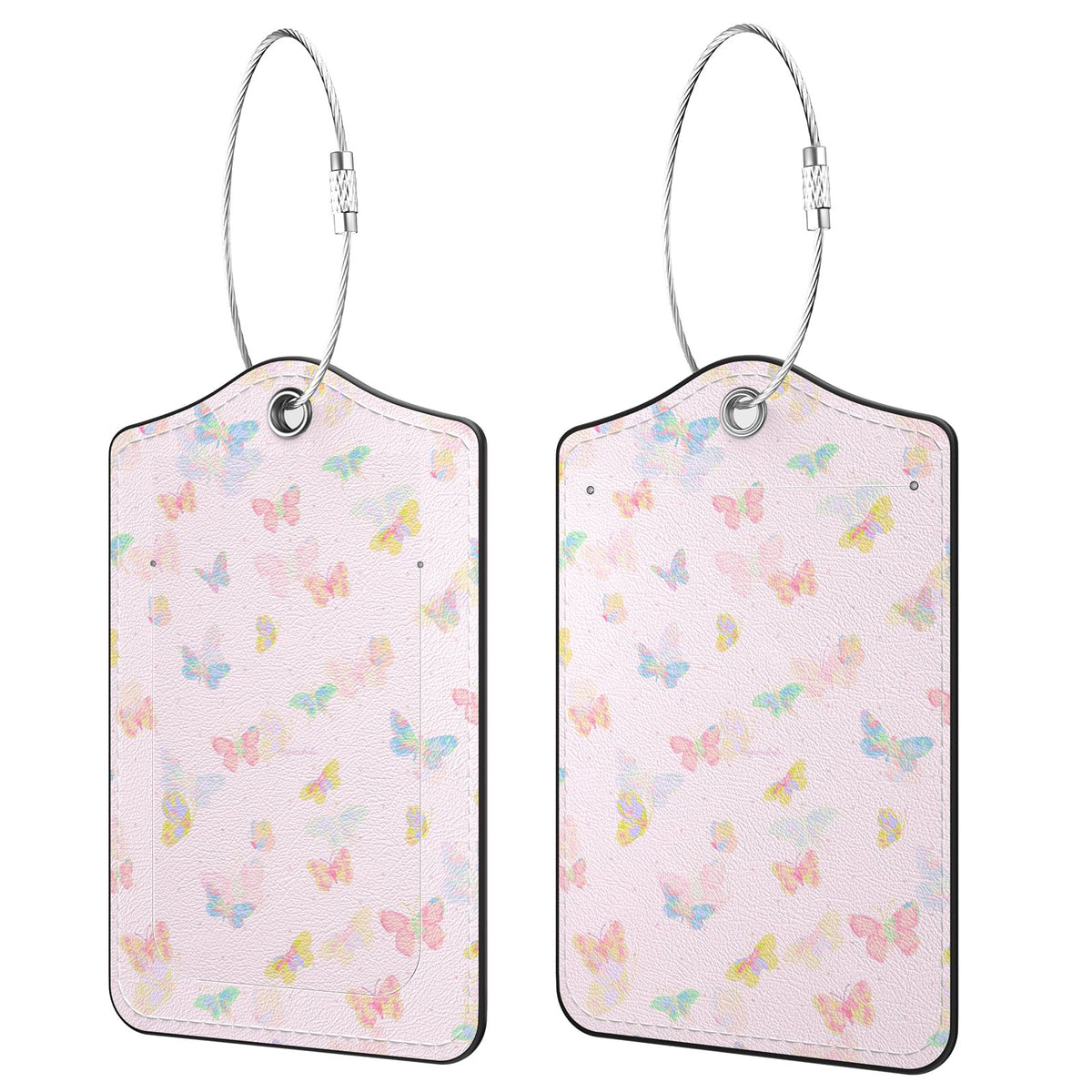 2 Pack PU Leather Luggage Tags for Suitcases, Black Gold Marble
