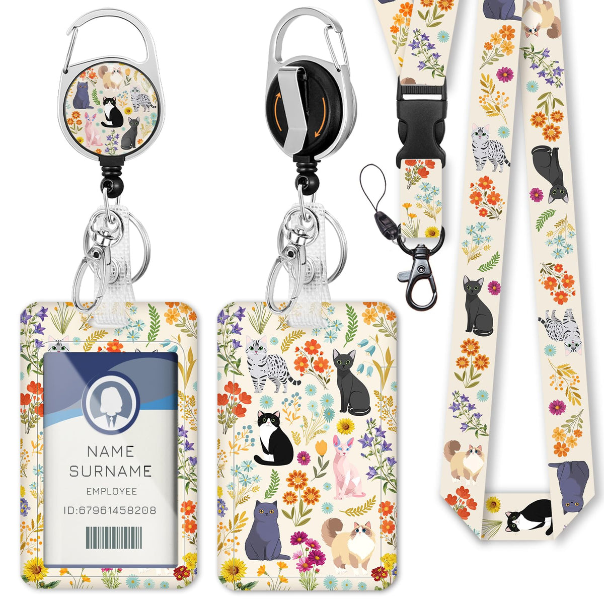 Gctriki Ocean Lanyards for ID Badges, Badge Holder Retractable Reel Clip