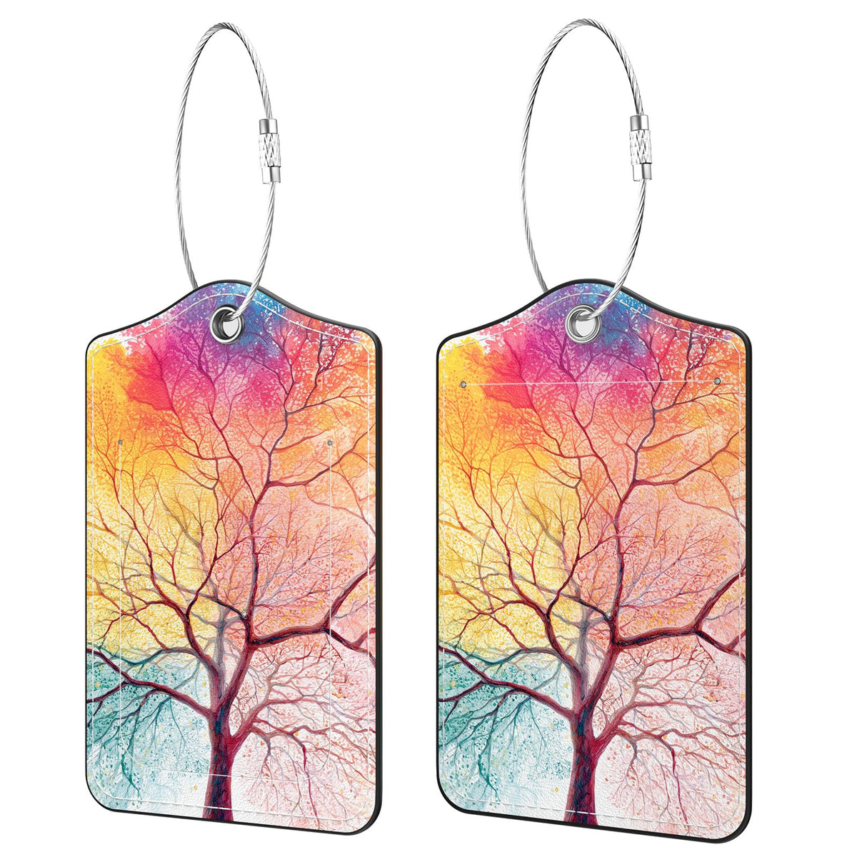 2 Pack PU Leather Luggage Tags for Suitcases, Black Gold Marble