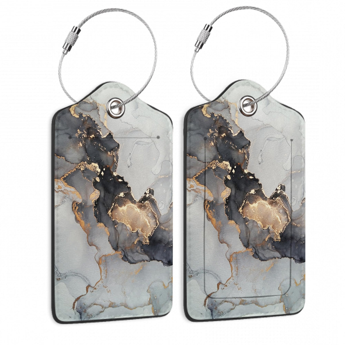 Cowhide 2 Pack Luggage Tag for Suitcases Cow Skin Animal Print PU Leather Bag Travel Suitcase ID Identifier Baggage Tags for Women Men Travel