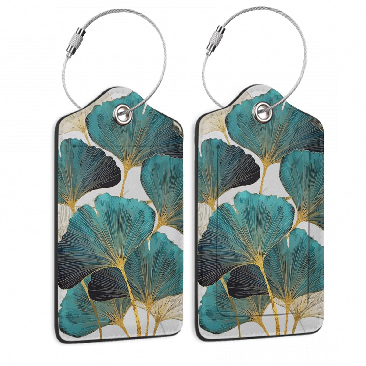 Travel Stamp Luggage Tags for Suitcase,2 Pack Retro Passport Carte Postale Luggage Tag Leather Privacy Cover ID Label with Stainless Steel Loop for Women Men Kids Girls