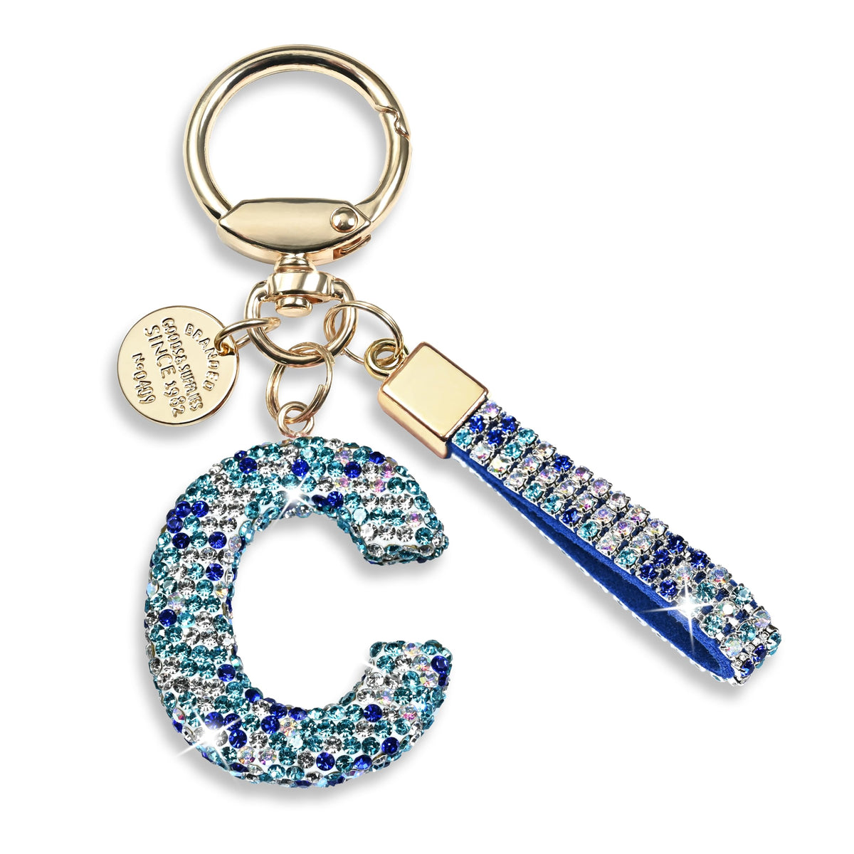 JINGUAZI Bling Initial Letter Keychain Bag Charms for Women