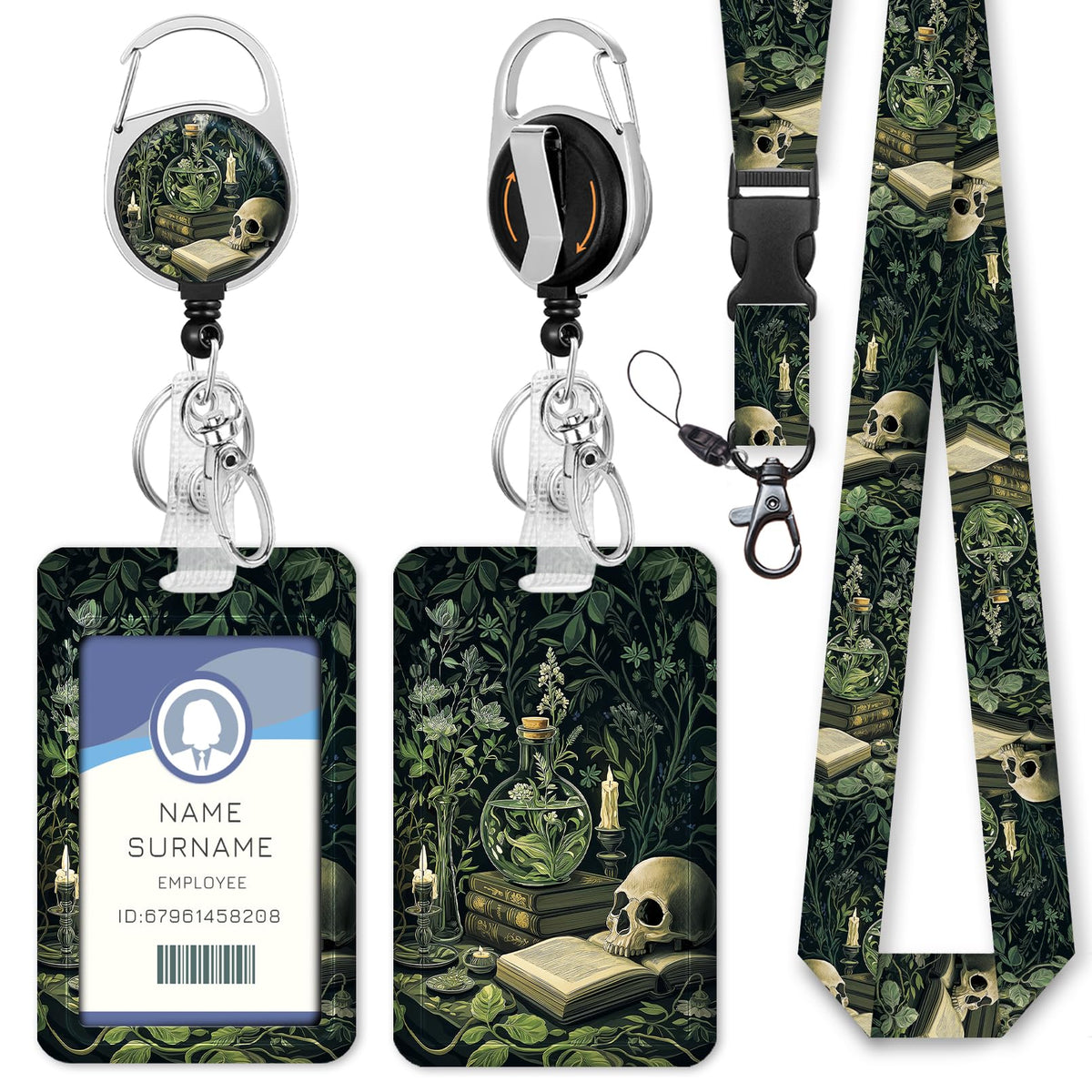 Gctriki Ocean Lanyards for ID Badges, Badge Holder Retractable Reel Clip