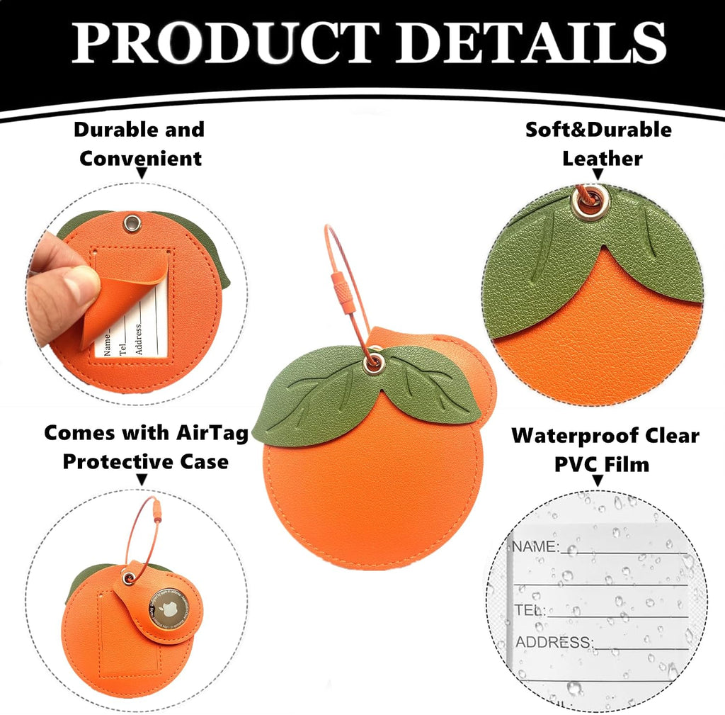 PU Leather Luggage Tag with Airtag Holder Case Set and Name ID Label