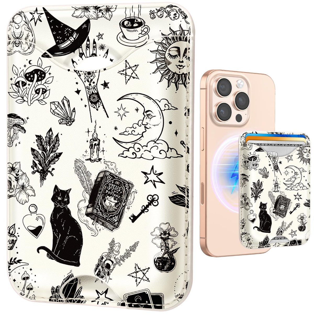 Shorogyt Phone Wallet Magnetic Card Holder for Women, Cartoon