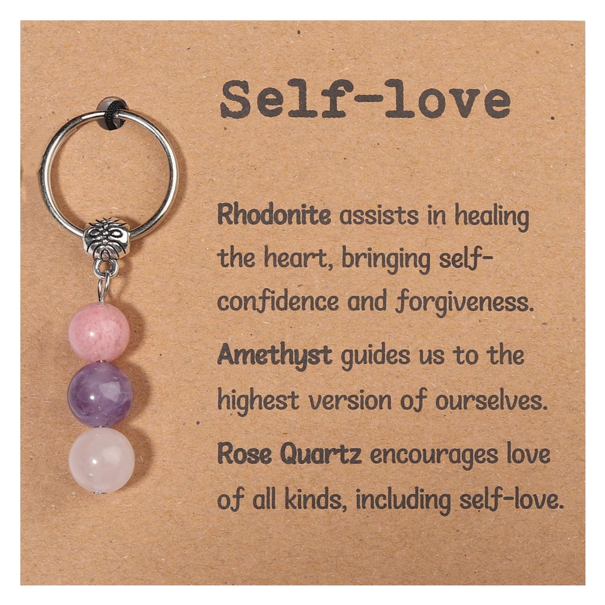 GINAZL Natural Crystals Keychain Gift for New Beginnings, New Beginnings Gifts for Coworker Anxiety Relief Keychain for Women