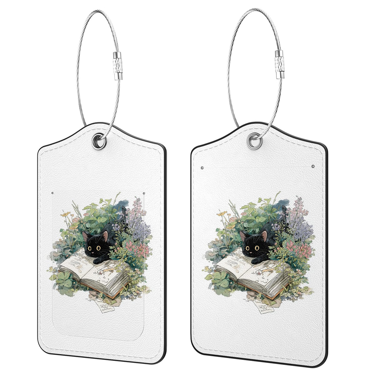 2 Pack PU Leather Luggage Tags for Suitcases, Black Gold Marble