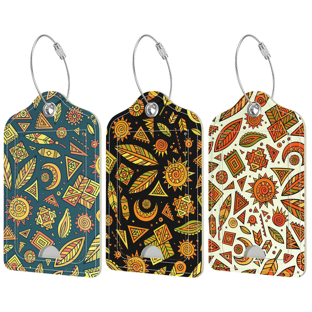 Rimilak 3 Pcs PU Leather Luggage Tags with Privacy Flap, Name ID Label