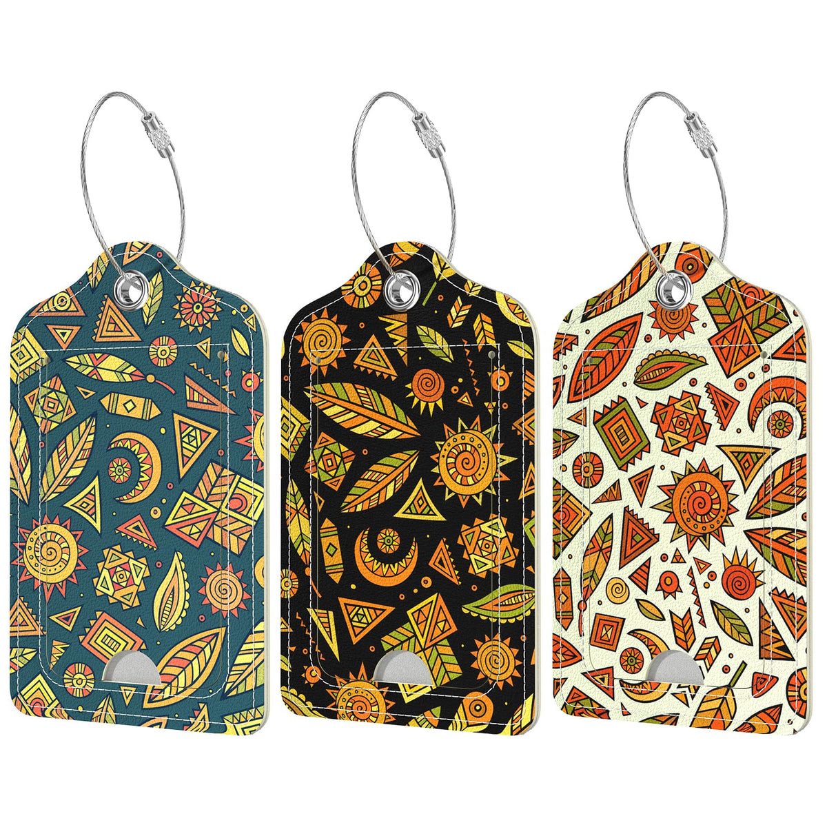 Rimilak 3 Pcs PU Leather Luggage Tags with Privacy Flap, Name ID Label