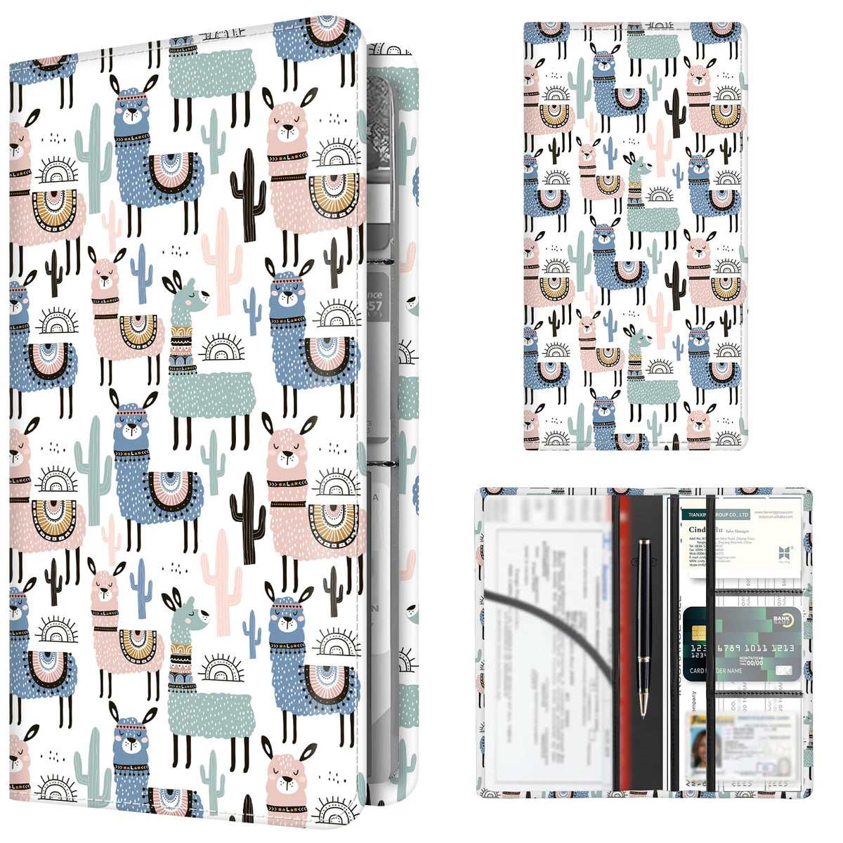 Premium Car Registration and Insurance Card Holder, Cute PU Leather Car Document Holder, Vehicle Glove Box Car Organizer with Magnetic Closure for Driver License, Cards Cartoon Animals