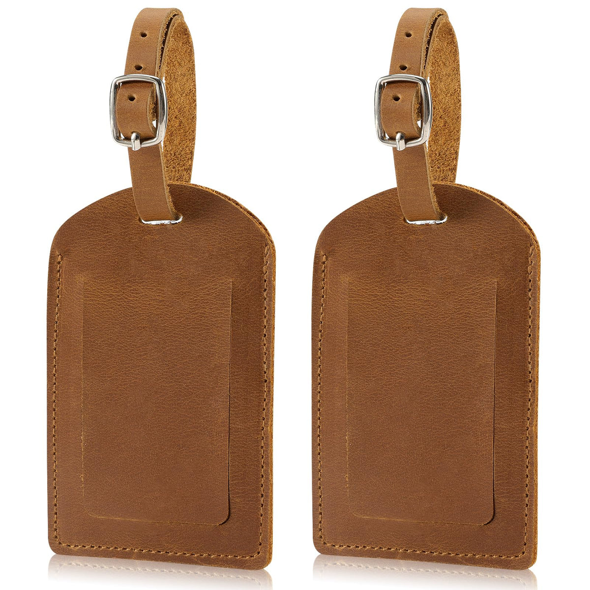 Ringsun Genuine Leather Luggage Tag for Suitcases ID Tags Bag Tags for Luggage (2 Pack)