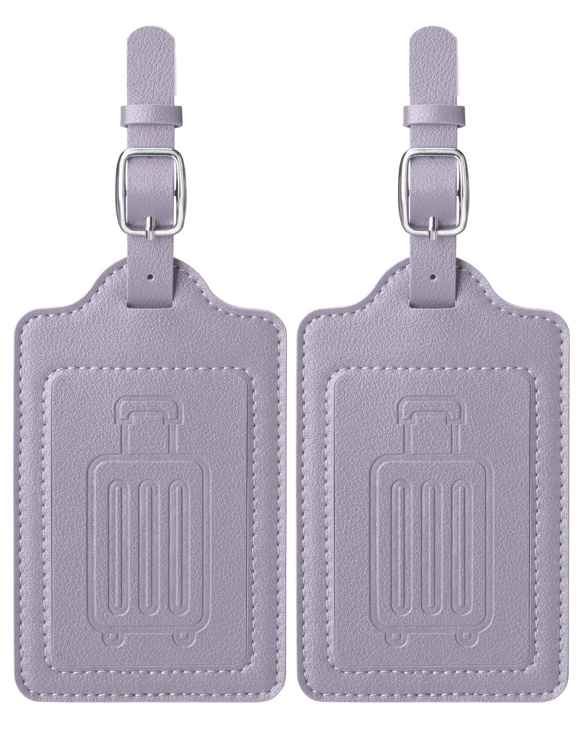 Teskyer Leather Luggage Tags for Suitcases, 2 Pack, Black