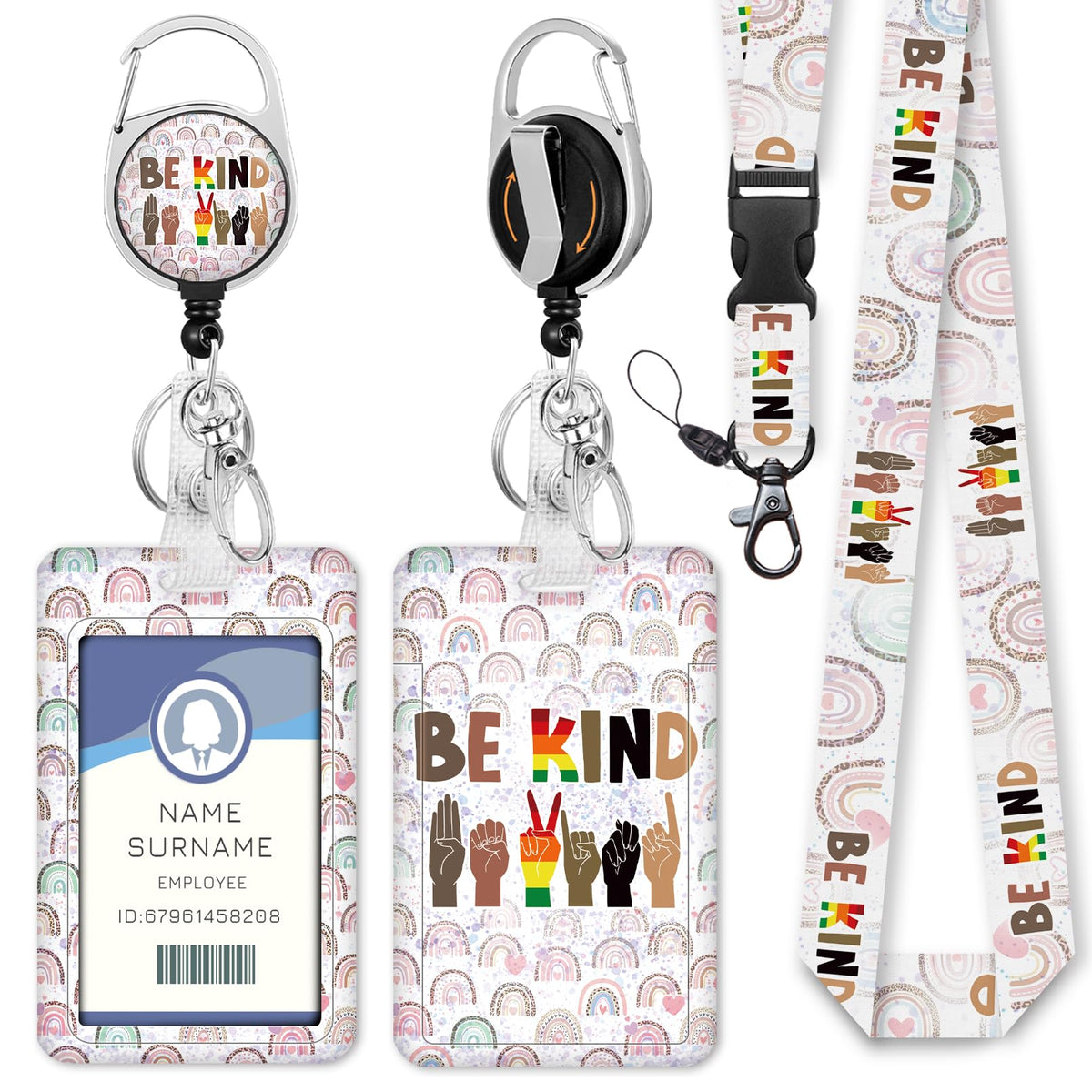 Gctriki Ocean Lanyards for ID Badges, Badge Holder Retractable Reel Clip