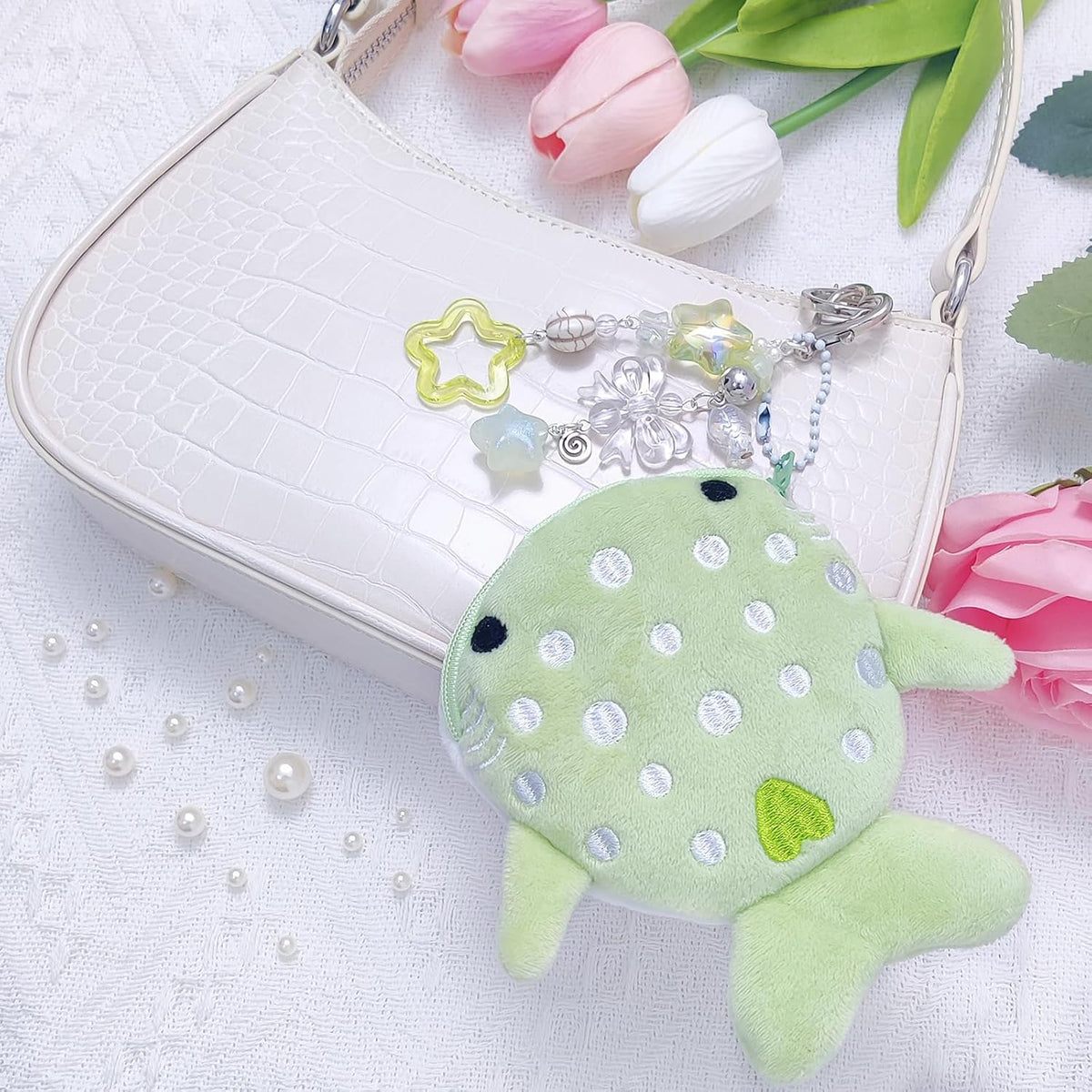 Cute Keychain Whale Shark Coin Purse Keychain Cute Plush Zipper Change Pouch, Kawaii Handmade Wallet for Women