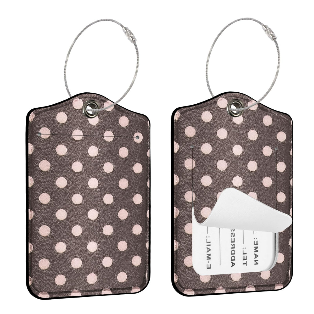 Seorsok 2Pcs Luggage Travel Tags for Suitcases,Cute Color Grids Checkered PU Leather Name Tag with Privacy Cover&ID Label Address Card and Durable Metal Ring Suitable for Men Women Handbags Backpack