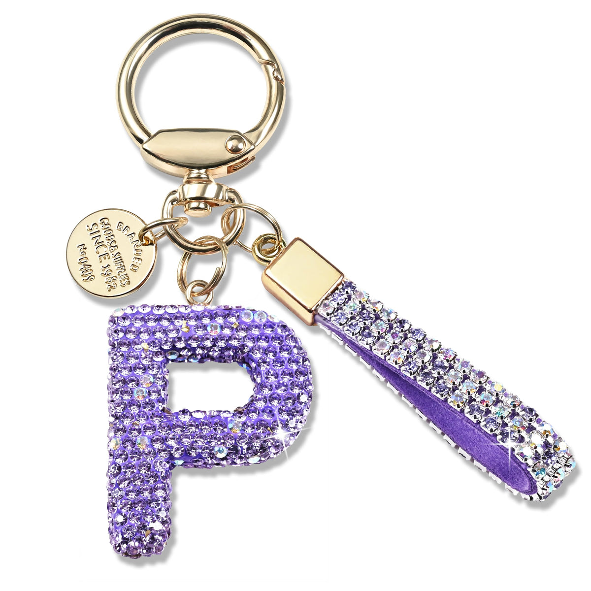 JINGUAZI Bling Initial Letter Keychain Bag Charms for Women