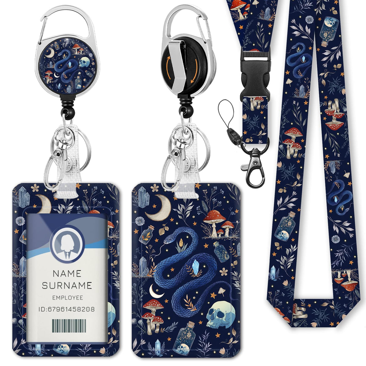 Gctriki Ocean Lanyards for ID Badges, Badge Holder Retractable Reel Clip