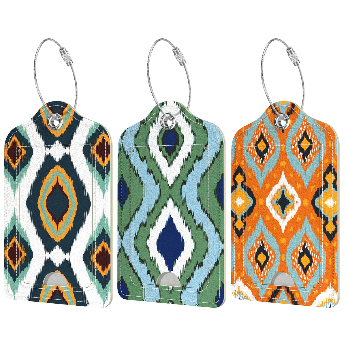 Rimilak 3 Pcs PU Leather Luggage Tags with Privacy Flap, Name ID Label