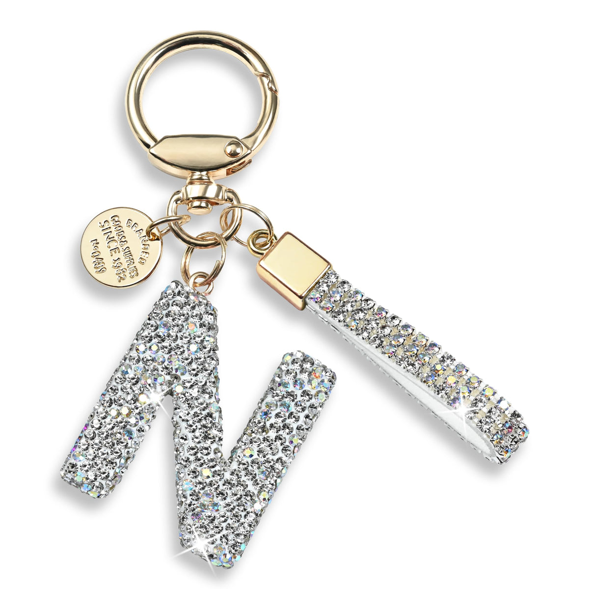 JINGUAZI Bling Initial Letter Keychain Bag Charms for Women