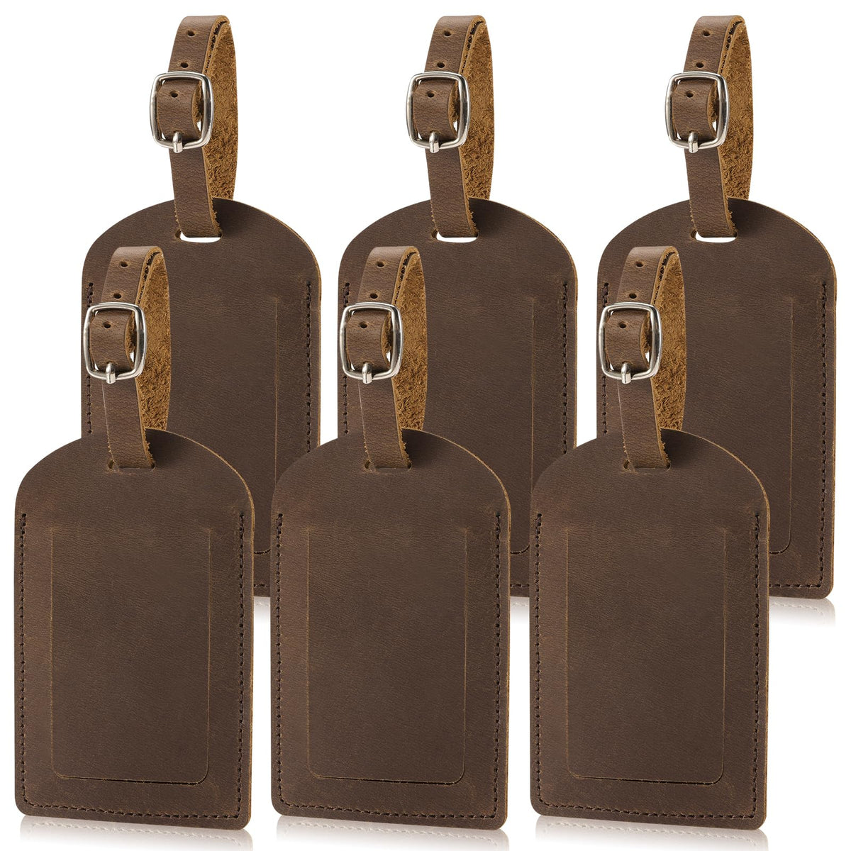 Ringsun Genuine Leather Luggage Tag for Suitcases ID Tags Bag Tags for Luggage (2 Pack)