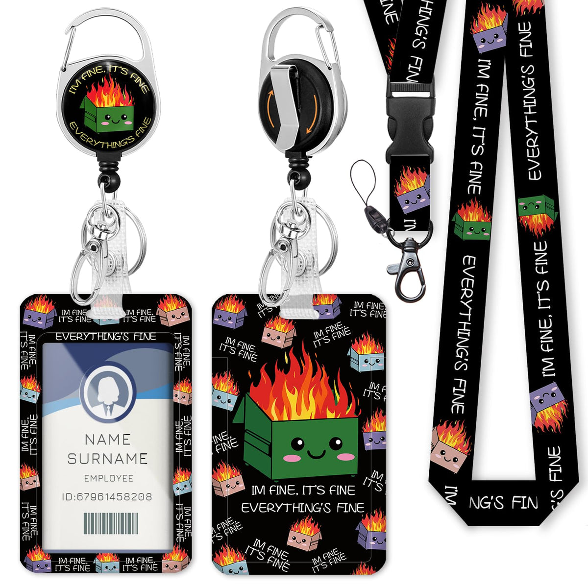 Gctriki Ocean Lanyards for ID Badges, Badge Holder Retractable Reel Clip