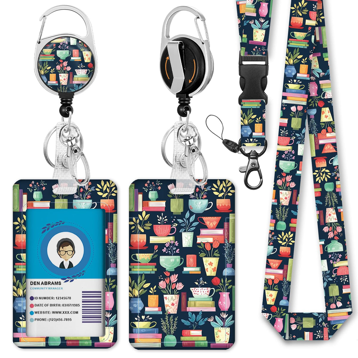 Gctriki Ocean Lanyards for ID Badges, Badge Holder Retractable Reel Clip