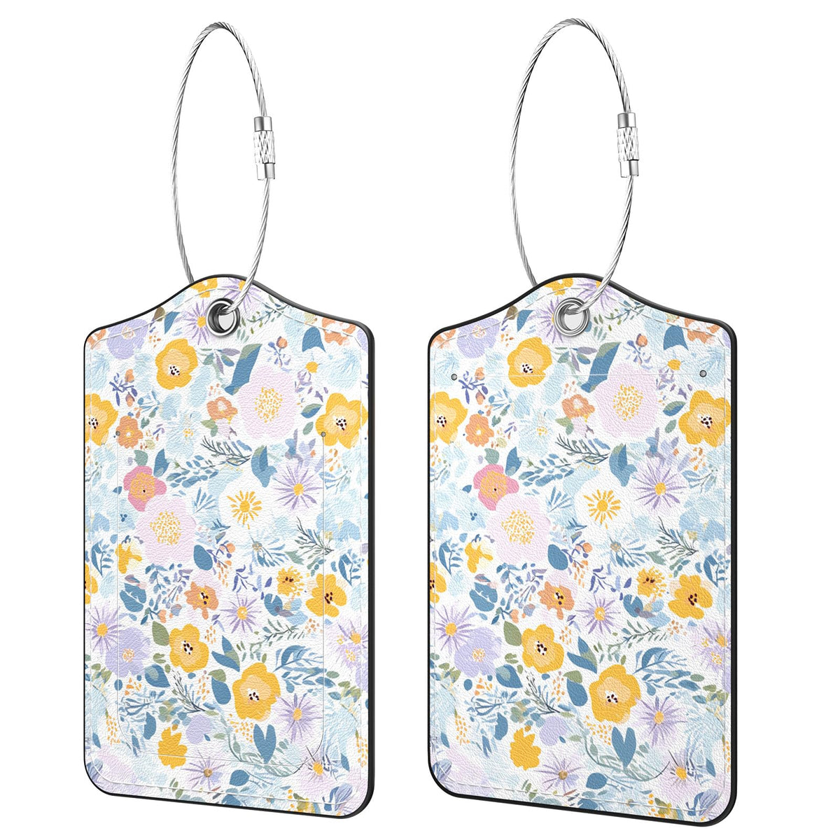 2 Pack PU Leather Luggage Tags for Suitcases, Black Gold Marble