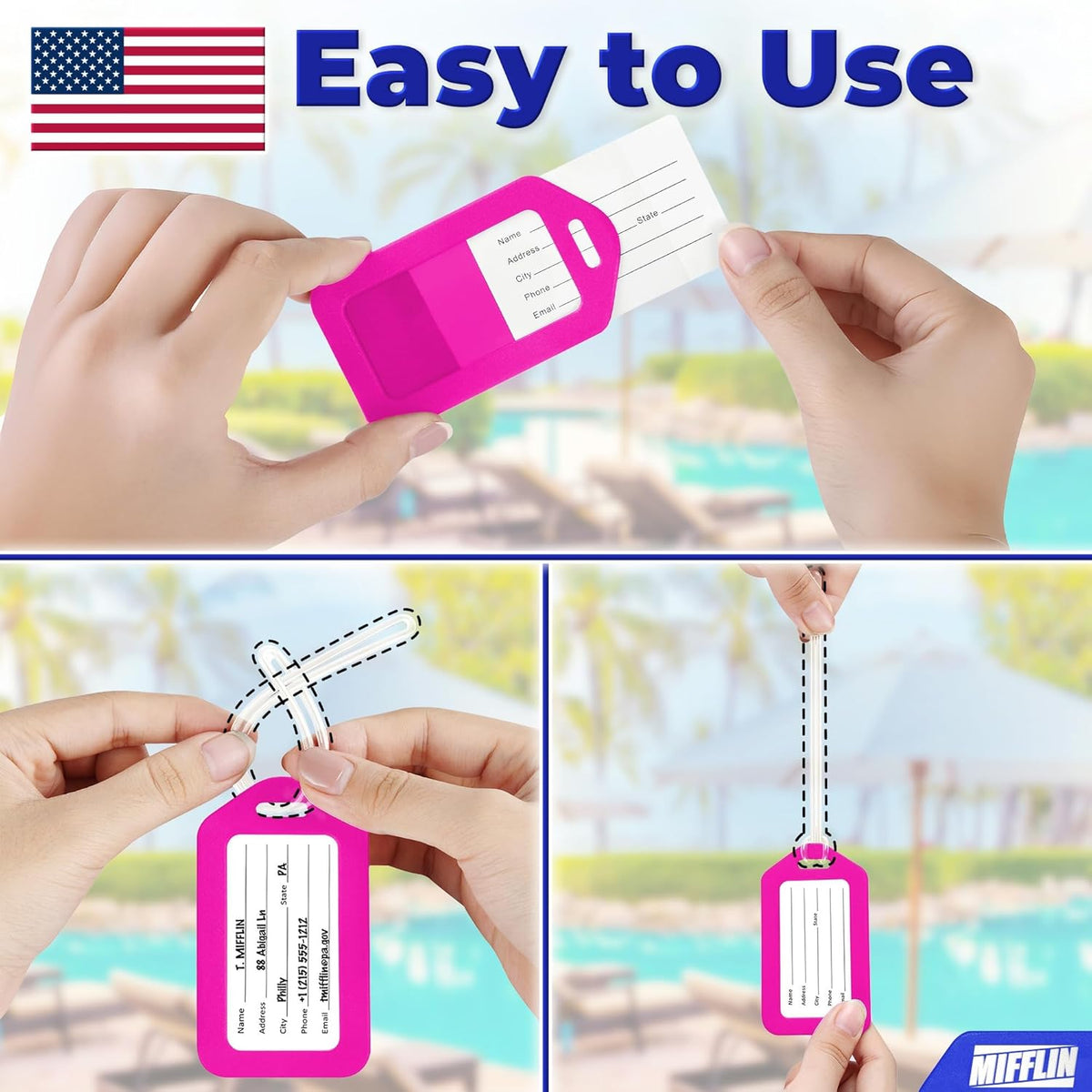 Luggage Tags for Suitcases - Assorted, 6 PK - TSA Approved Travel Tags