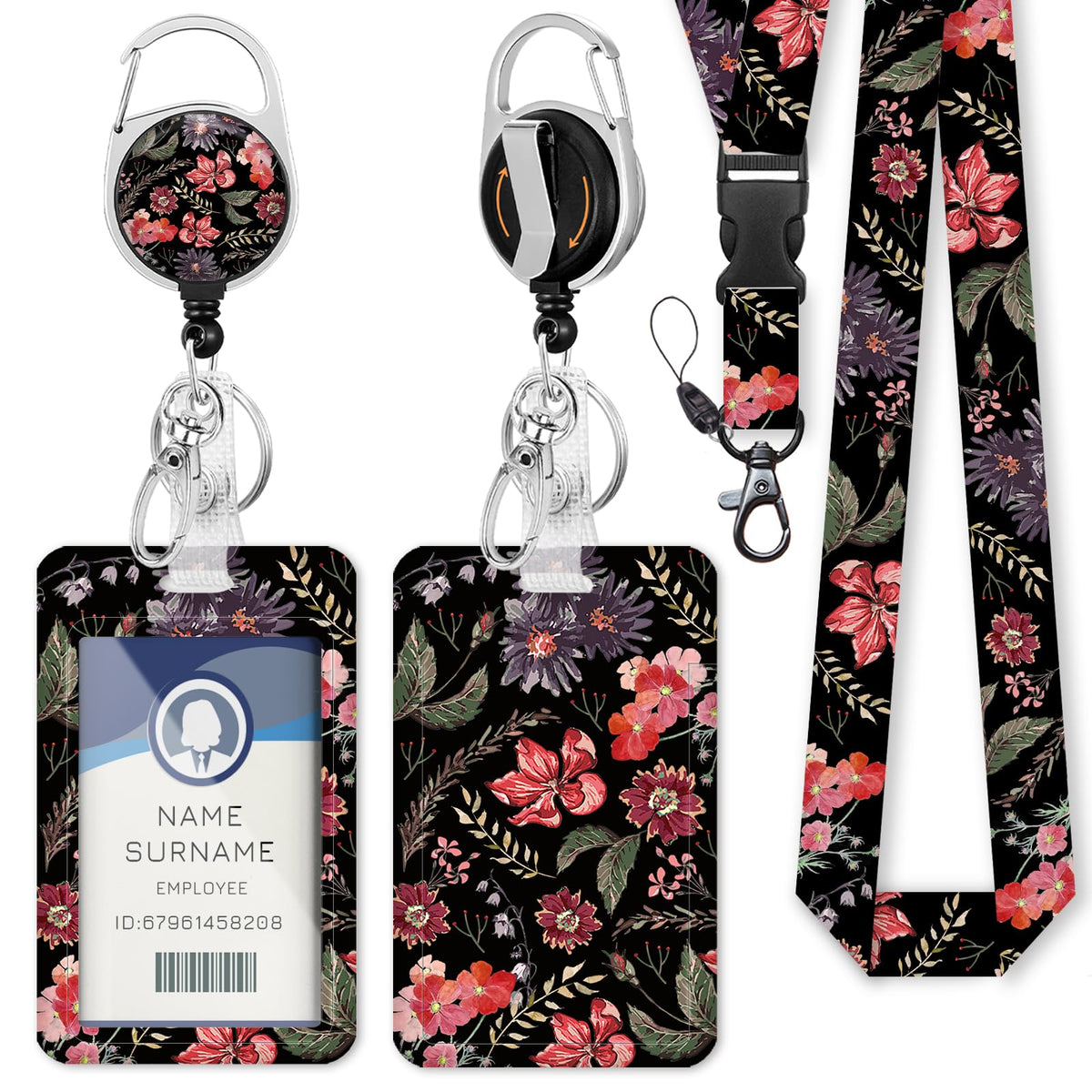 Gctriki Ocean Lanyards for ID Badges, Badge Holder Retractable Reel Clip