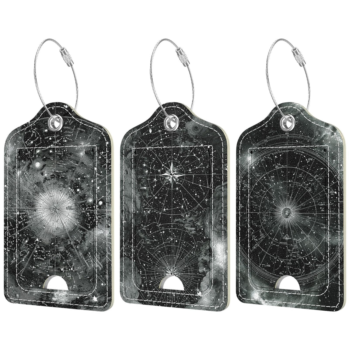 Rimilak 3 Pcs PU Leather Luggage Tags with Privacy Flap, Name ID Label