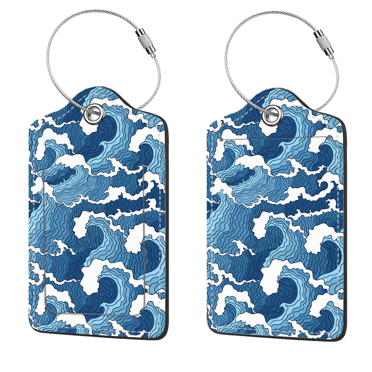 2 Pcs Luggage Tags for Suitcase, Cute Unique PU Leather Travel Bag Tag with Privacy Cover ID Label Address Card and Durable Metal Ring Suitable for Men Women Children Backpack,Flamingos