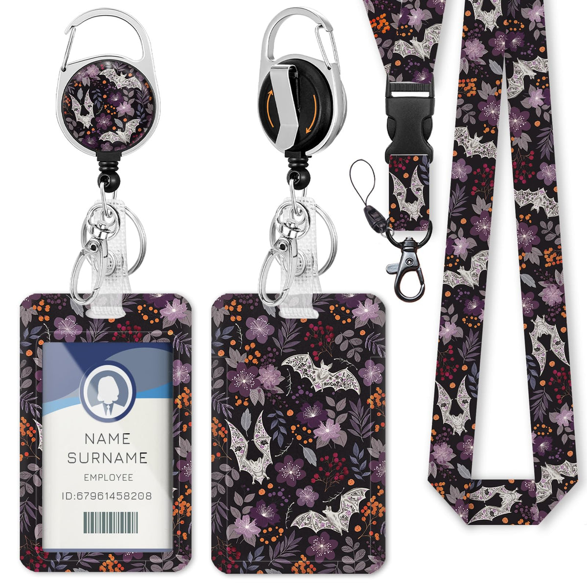 Gctriki Ocean Lanyards for ID Badges, Badge Holder Retractable Reel Clip