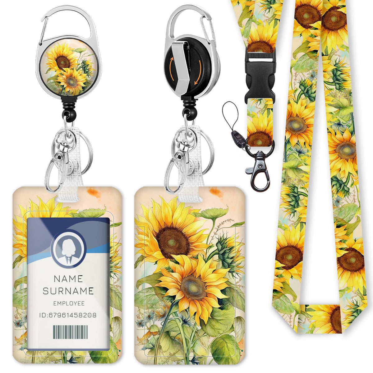 Gctriki Ocean Lanyards for ID Badges, Badge Holder Retractable Reel Clip