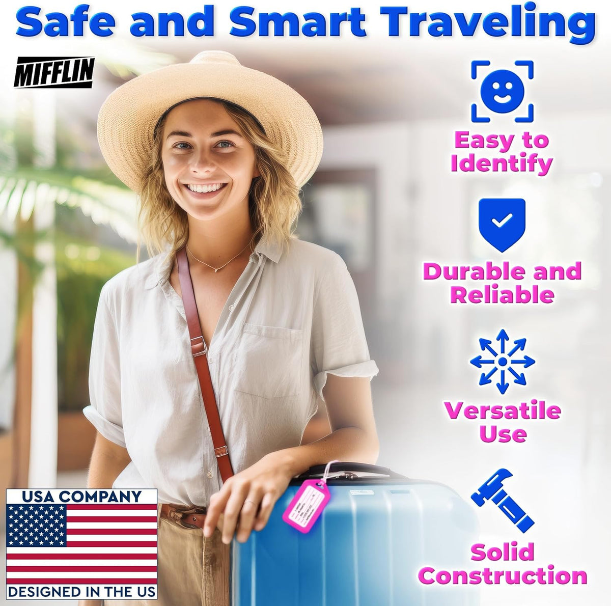Luggage Tags for Suitcases - Assorted, 6 PK - TSA Approved Travel Tags