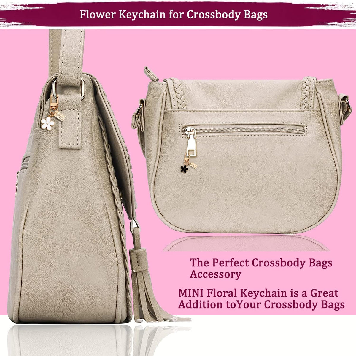 AGEN KGEN Cute Flower keychains for Women, Aesthetic Keychain Charms, Bag ＆ Purse Charms for Handbags ＆ Backpacks Accessories
