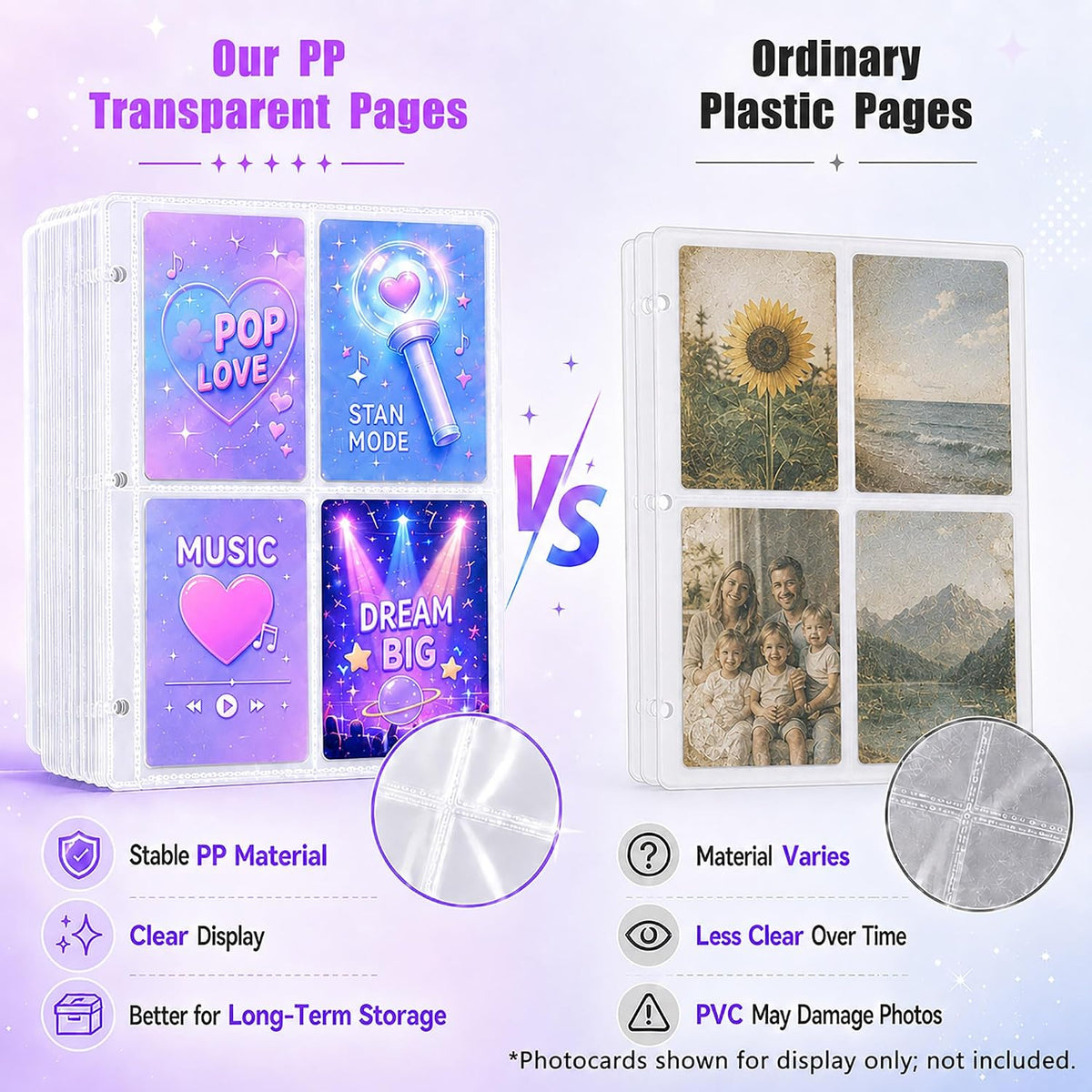 Cute Trading Photocard Binder, STAY Photo Album Cartoon Card Holder Book Storage 900 Cards with Sleeves for Lomo Cards Gift - Boys & Girls, idol Photo Protect (Beige)
