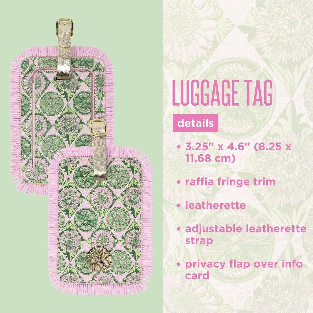 Lilly Pulitzer Luggage Tag with Ruffle Trim, Tropical Tiles