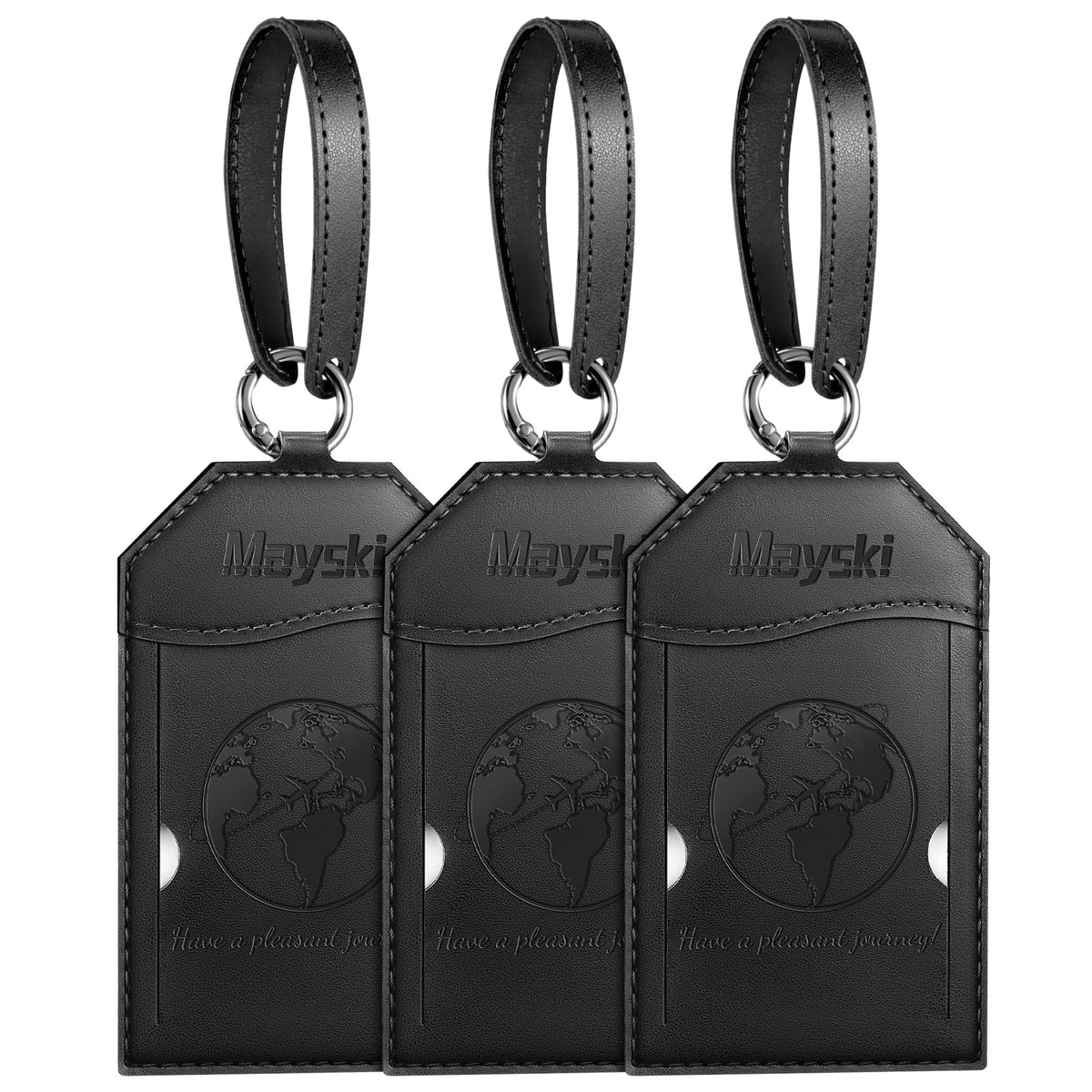 Mayski 5 Pack Luggage Tags for Suitcases Bag Tag, Black Airplane