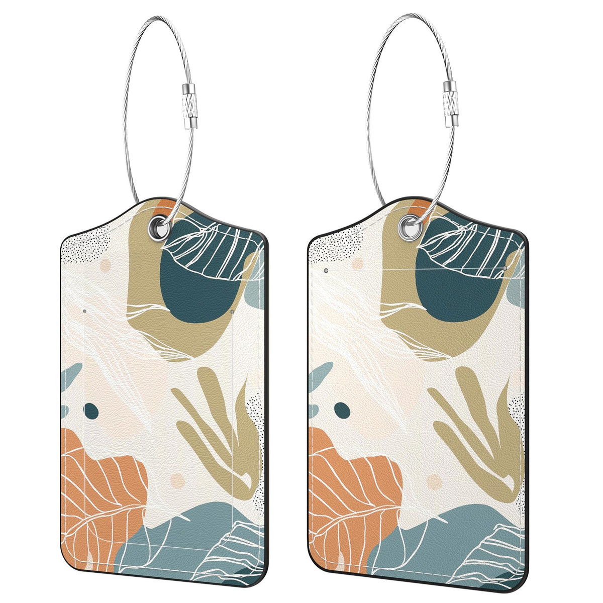 2 Pack PU Leather Luggage Tags for Suitcases, Black Gold Marble