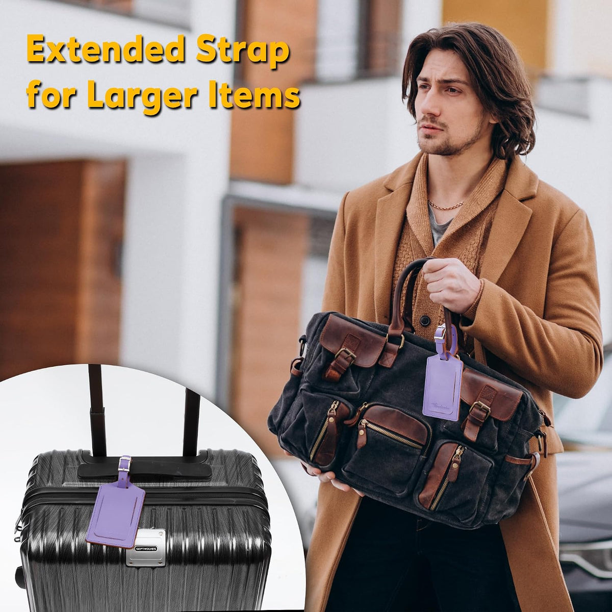Travelambo 2 Pack Luggage Tags for Suitcases Airplane Travel Essentials