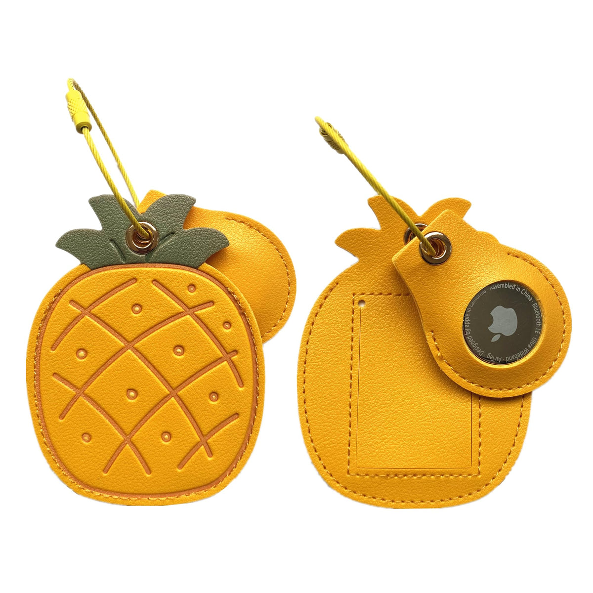 PU Leather Luggage Tag with Airtag Holder Case Set and Name ID Label
