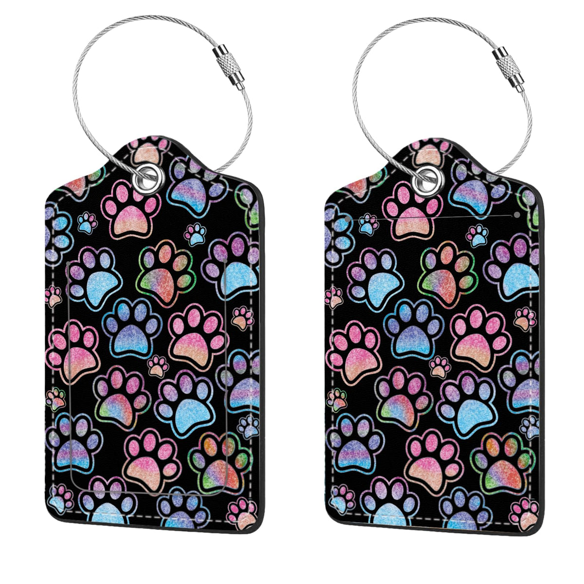 2 Pcs Luggage Tags for Suitcase, Cute Unique PU Leather Travel Bag Tag with Privacy Cover ID Label Address Card and Durable Metal Ring Suitable for Men Women Children Backpack,Flamingos