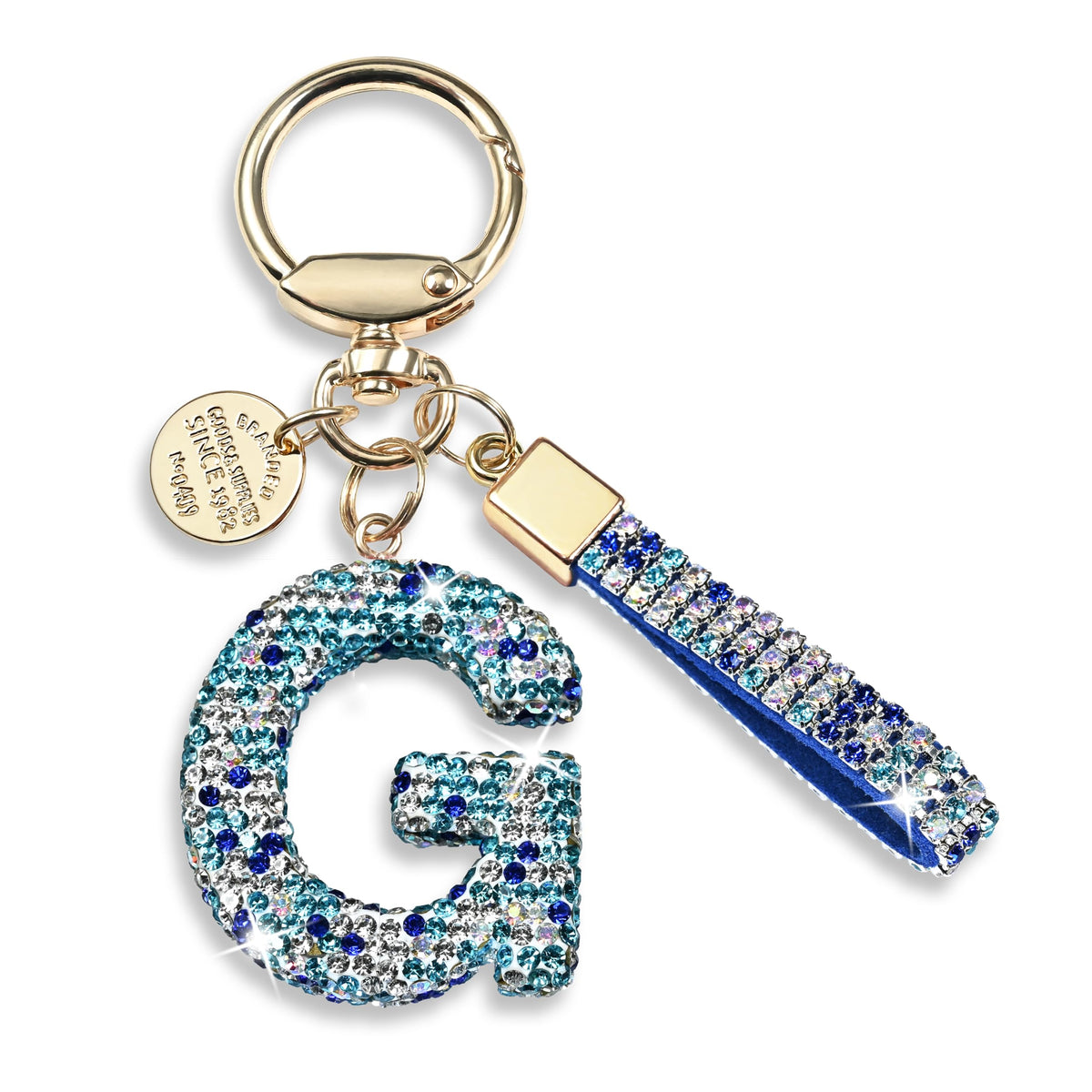 JINGUAZI Bling Initial Letter Keychain Bag Charms for Women