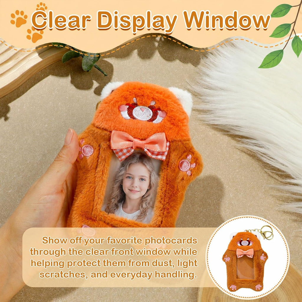 NEWEST Plush Photocard Holder with Keychain Cartoon Raccoon ID Badge Holder