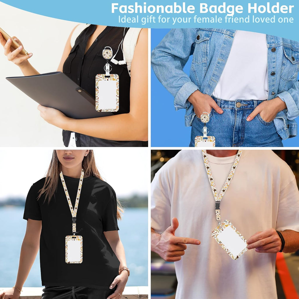 Cartoon Mushrooms Chickens Lanyards for ID Badges Retractable Removable Neck Lanyard with Badge Reel Vertical ID Work Badge Holder for Badge Holder Nurse Office Teacher