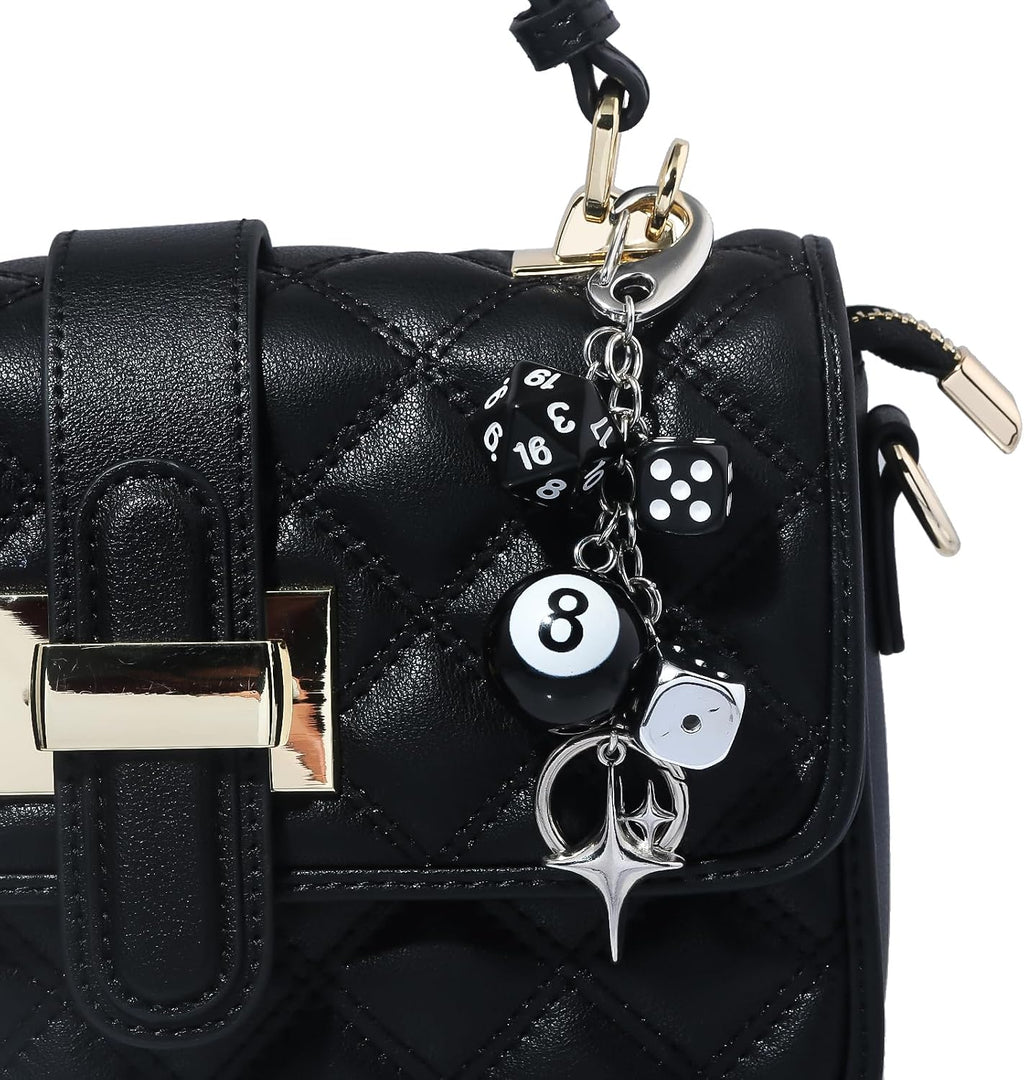 8 Ball Dice Charm Keychain,Cute Bag Purse Handbag Backpack Accessories