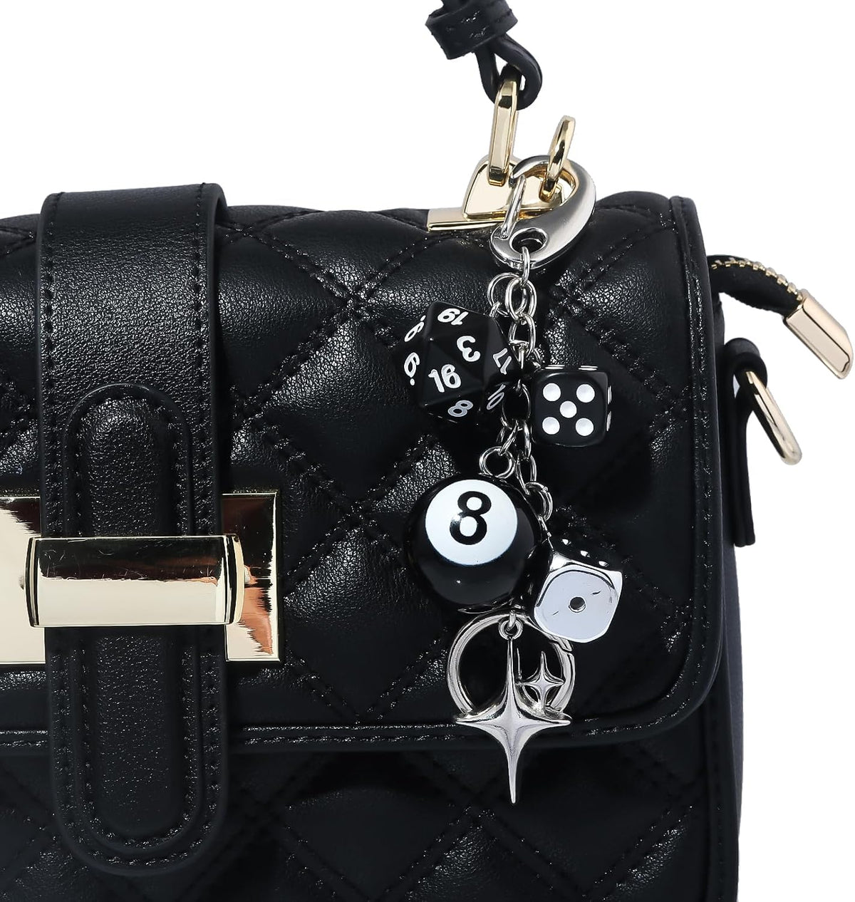 8 Ball Dice Charm Keychain,Cute Bag Purse Handbag Backpack Accessories