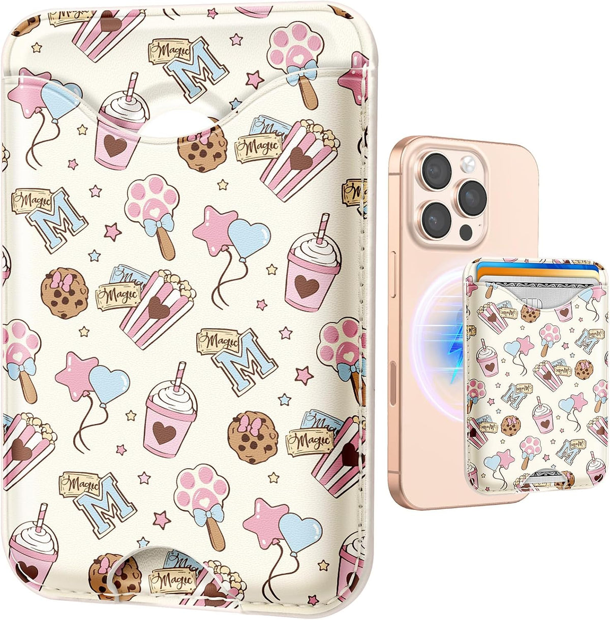 Shorogyt Phone Wallet Magnetic Card Holder for Women, Cartoon
