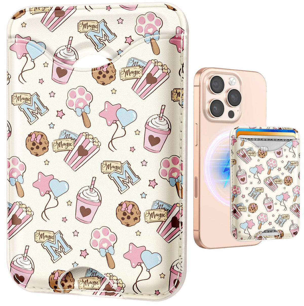 Shorogyt Phone Wallet Magnetic Card Holder for Women, Cartoon