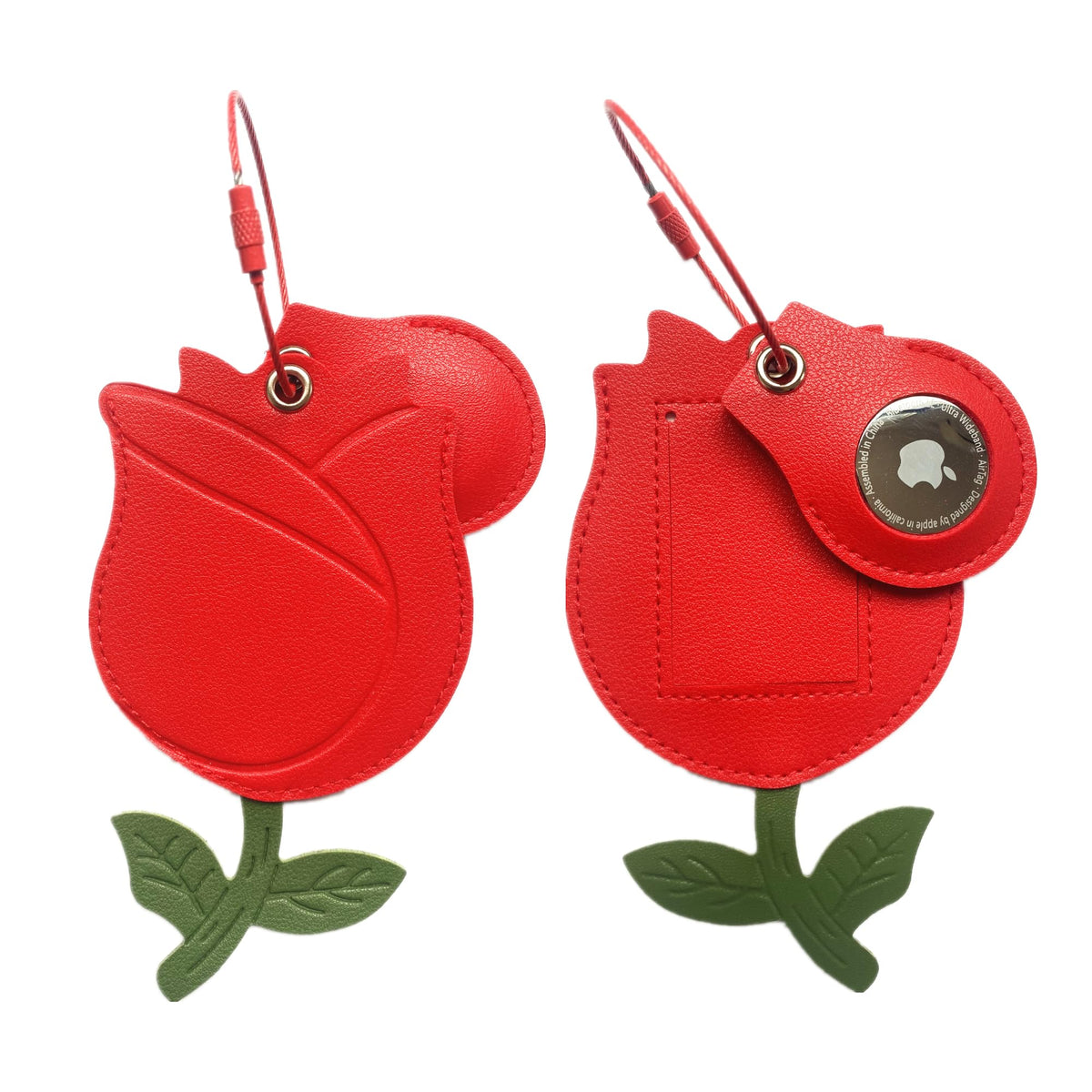 PU Leather Luggage Tag with Airtag Holder Case Set and Name ID Label